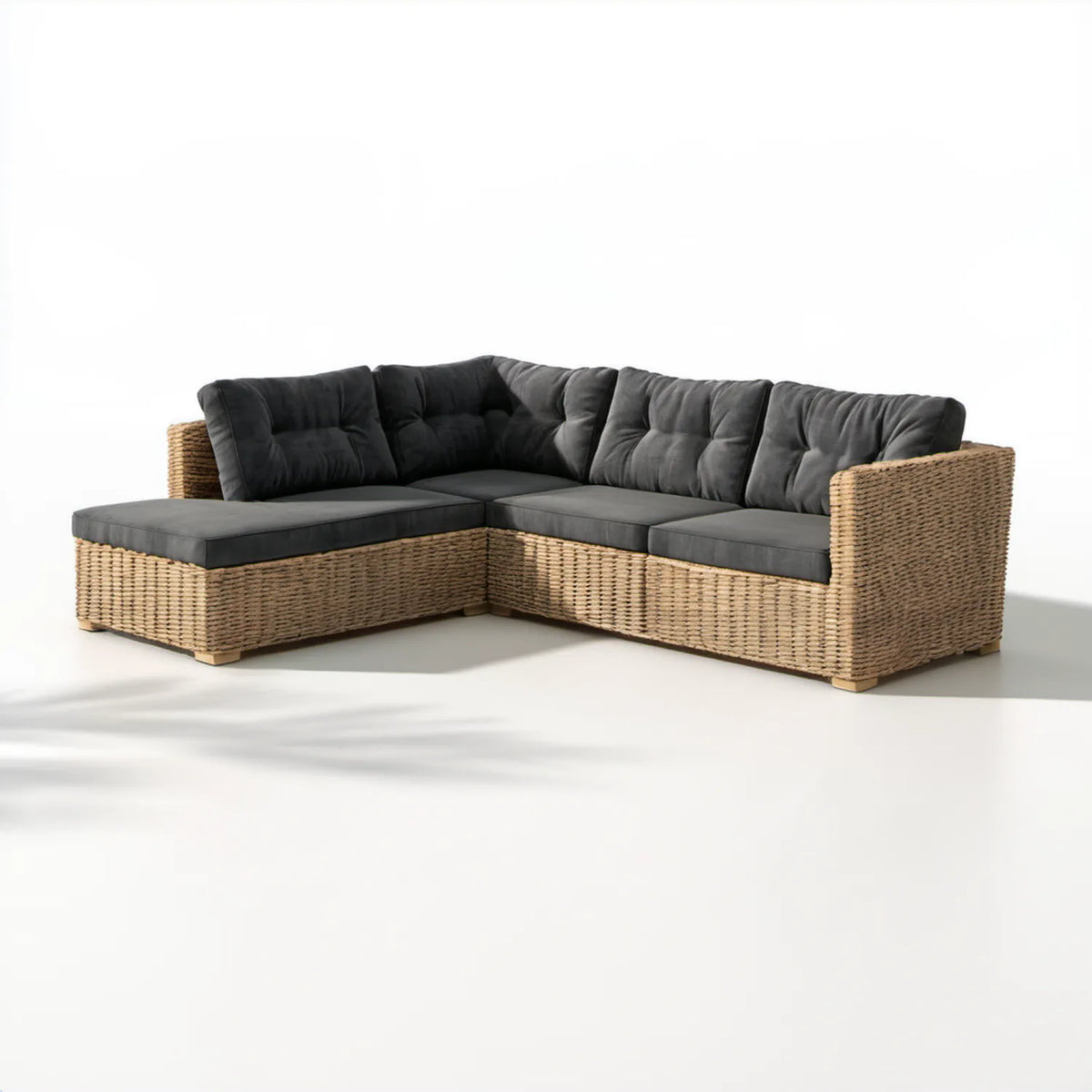5-osobowa narożna sofa ogrodowa L z lewym szezlongiem 230 x 170 x 85 cm, brązowa/antracytowa